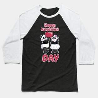 Cute Panda Couple Happy Valentine's Day Baseball T-Shirt